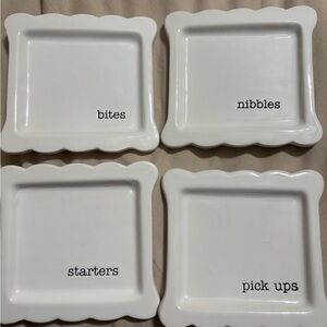 Mud Pie White Ceramic Scalloped Plates Set